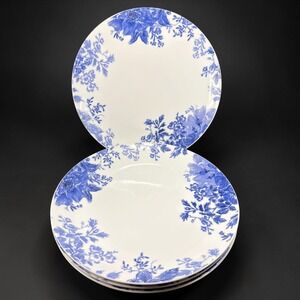 Paula Deen Tatnall Street 4 Dishes Plates Blue Floral White Ceramic 10.5 Inch